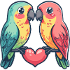 Papagai Couple Love Saint-Valentin