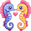 Couple d’hippocampes amour Saint-Valentin