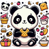 Cute panda with snacks