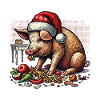 Greedy Christmas Pig with Hat