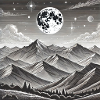 Mondgebirge Nachtlandschaft