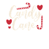 Christmas candy cane with hearts