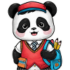 Kawaii panda iført traditionel skoleuniform