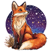Renard et ciel étoilé