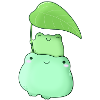 cute frogs with leaf kawaii