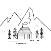 Mountains with mountain chalet