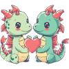 Dragon Couple Amour Saint-Valentin