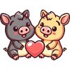 Pig Couple Love Valentine's Day