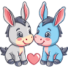 Donkey Couple Love Valentine's Day