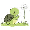 Turtle grabs dandelion