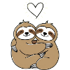 Cute sloth couple love cuddling