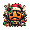 Sad pumpkin with Santa hat