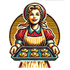Traditional baker with fresh biscuits