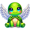 Mignon tortue ange ailes dessin animé design