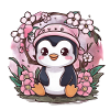 Cartoon Kawaii Penguin with Cherries