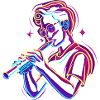 Flute Boy Graphic Synthwave