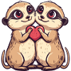 Couple de suricates amour Saint-Valentin