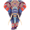 Elephant mandala walking frontally in colorful look