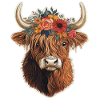Highland cattle with flowers