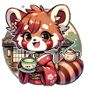 Roter Panda mit Matcha