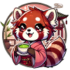 Roter Panda mit Matcha