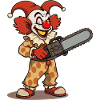 Clown effrayant avec tronçonneuse
