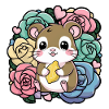 Hamster Kawaii avec des roses