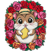 Hamster Kawaii avec des roses