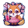 Fuchs mit Limonade, Zitrone, Kirschblüte