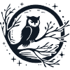 Owl on a tree silhouette