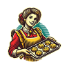 Nostalgic baker with biscuits motif