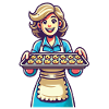 Cheerful baker with fresh biscuits