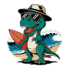 Dino T-Rex with Surfboard Surfer