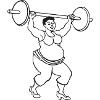Fat lady doing weightlifting training
