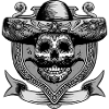 Mexican Skull Sombrero Crest