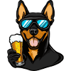 Dobermann Hund Ski Bier