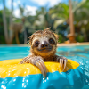 Sloth with swimming ring