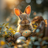 Osterhase mit Eiern