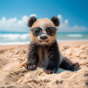 Panda am Strand