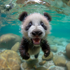 Panda under water