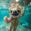 Sloth under water