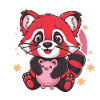 Panda Kawaii Rouge avec Tirelire