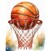 Een basketbal in de baketball hoepel