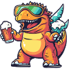 Dinosaur stegosaurus ski beer