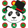 Neujahr Panda mit Kleeblatt.
