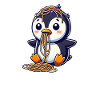 Cute Penguin Spaghetti Cartoon Spill