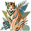 Majestic tiger in tropical jungle