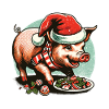 Christmas Gluttony Pig With Hat