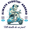 Skeleton on scooter design