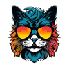 Cat Head Portrait Cool
